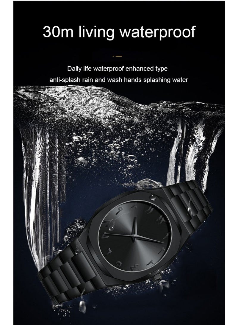 إيه آن د دبليو ساعة عربية فضية رجالية، ساعة يد كوارتز بتصميم ثماني من سبائك معدنية، أرقام عربية واضحة، سوار ستانلس ستيل، مقاومة للماء 3ATM، زجاج معدني، هدية لمحبي الساعات العربية - Image 3